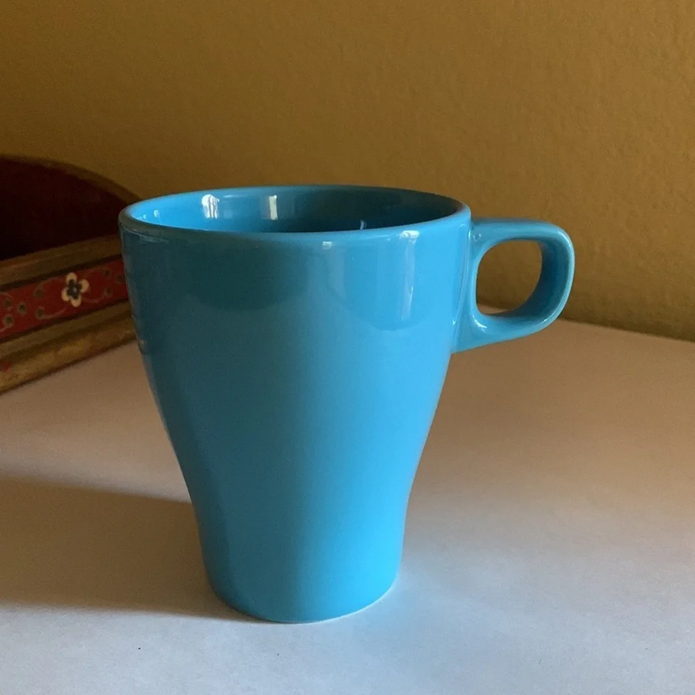 4” blue Ikea coffee cup tea glass mug new